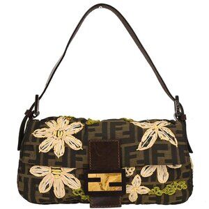 Fendi Brown Zucca Floral Baguette Handbag 2378-26424-008 166538